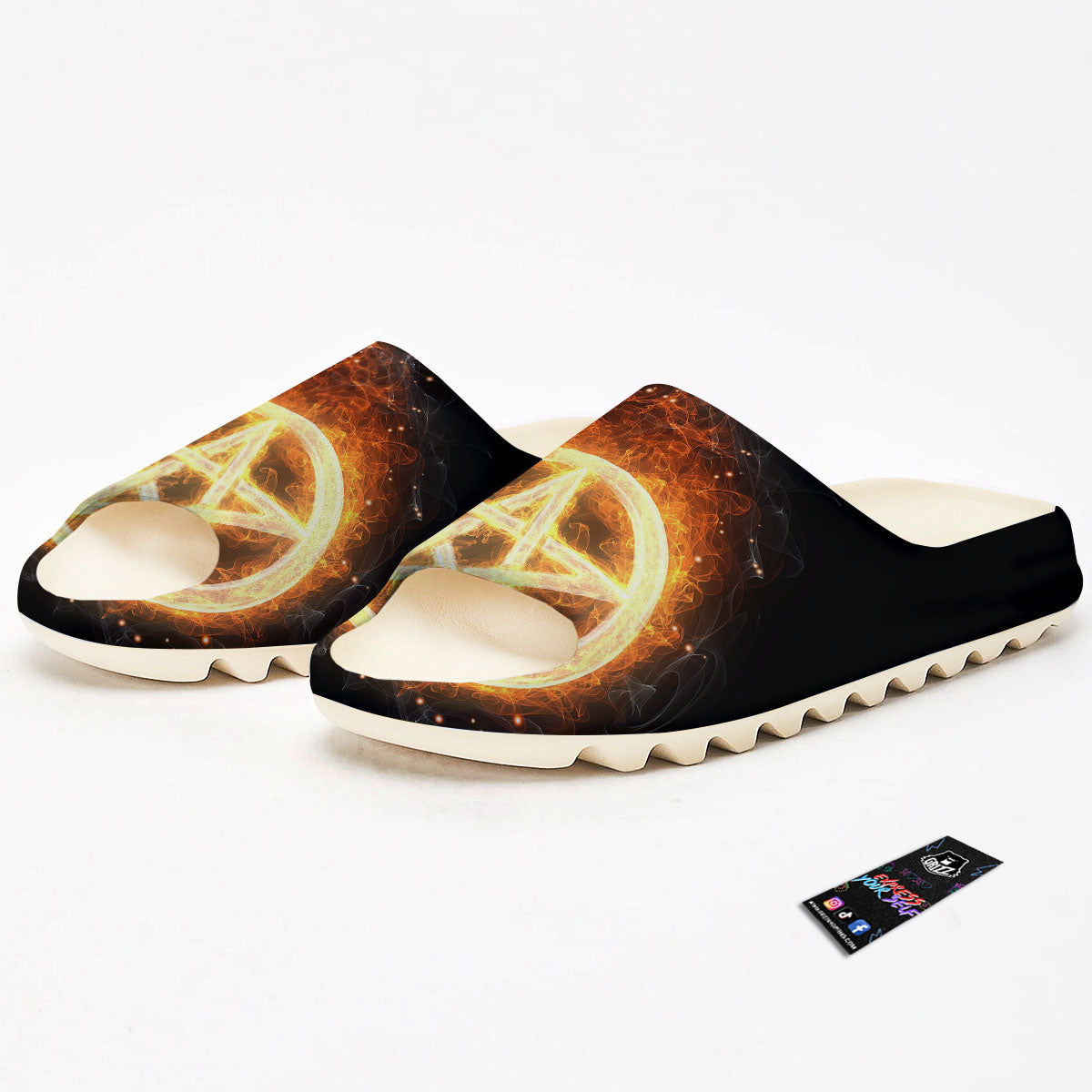 Pentagram Flame Print Sandals-grizzshop