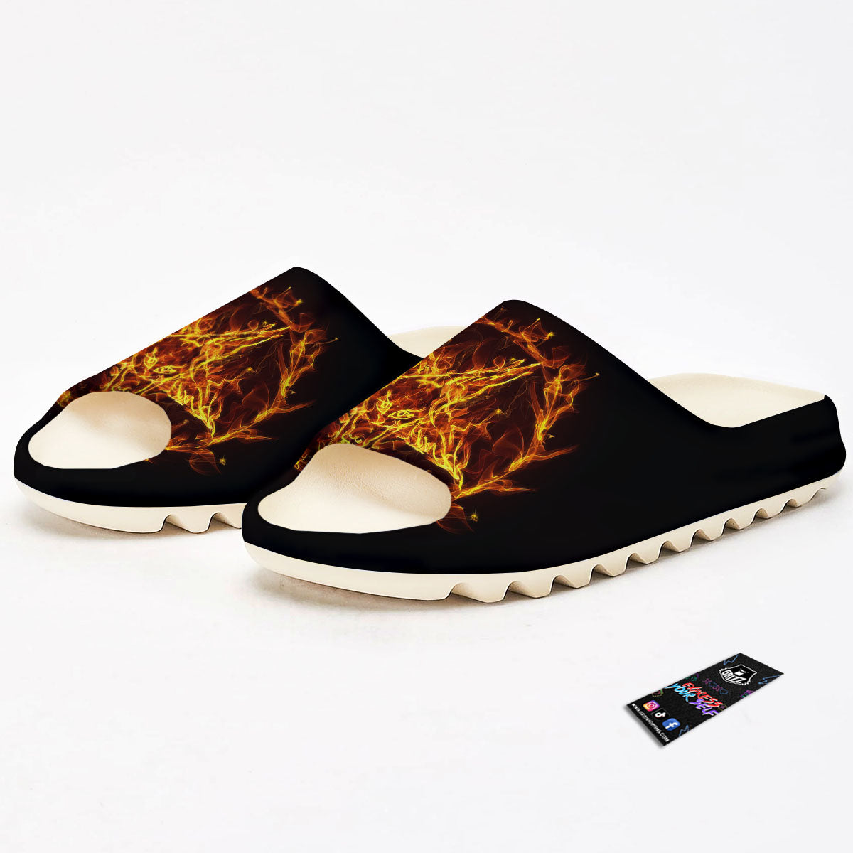Pentagram Satanic Flame Print Sandals-grizzshop