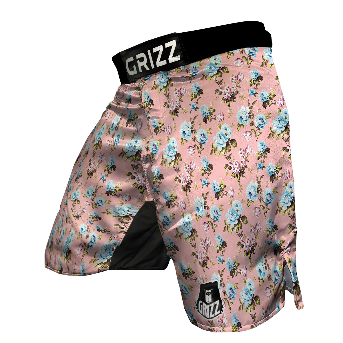 Peony Blue And Pink Print Pattern MMA Shorts-grizzshop