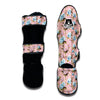 Peony Blue And Pink Print Pattern Muay Thai Shin Guards-grizzshop