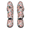 Peony Blue And Pink Print Pattern Muay Thai Shin Guards-grizzshop