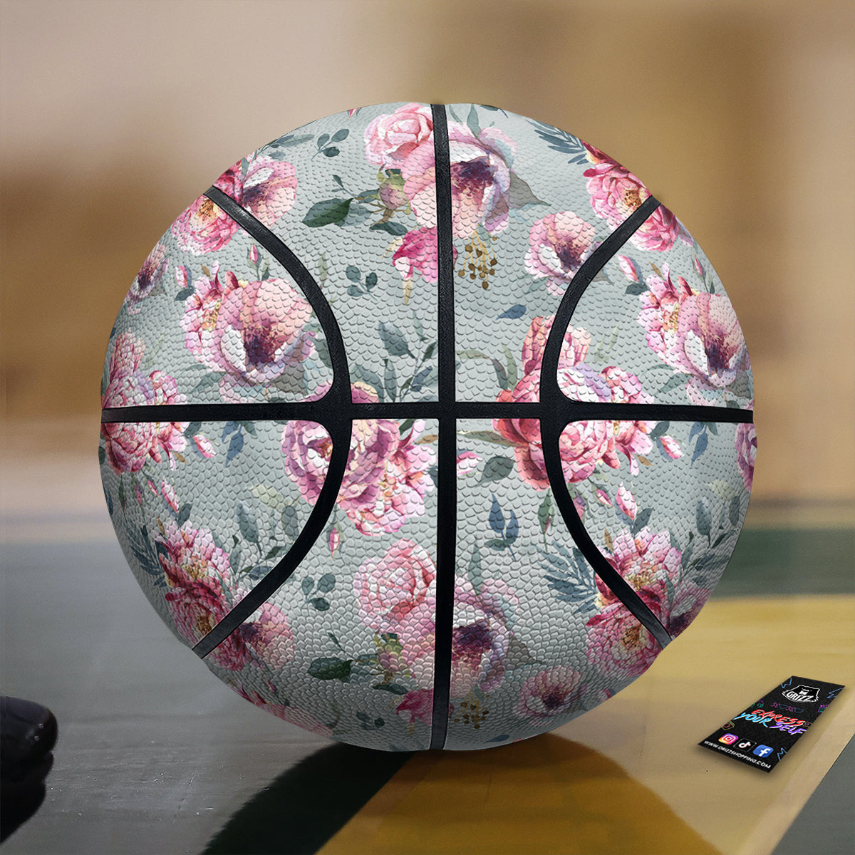 Peony Floral Pink Vintage Print Pattern Basketball