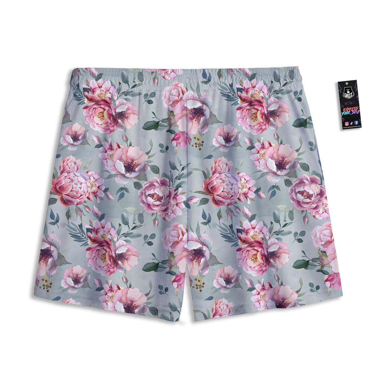 Peony Floral Pink Vintage Print Pattern Mesh Shorts