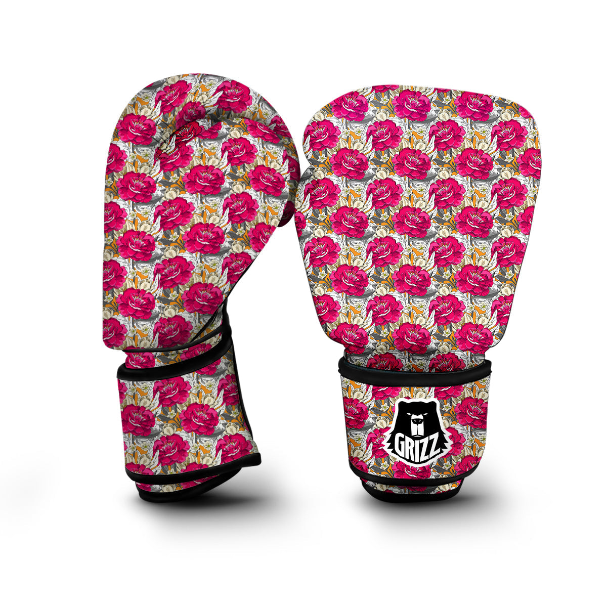 Peony Hand Drawn Print Pattern Boxing Gloves-grizzshop