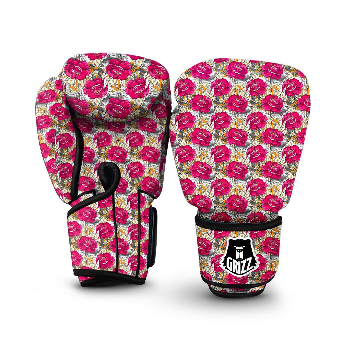 Peony Hand Drawn Print Pattern Boxing Gloves-grizzshop