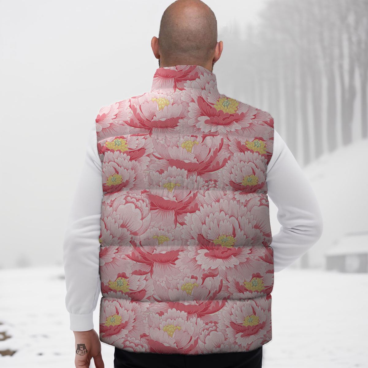 Peony Japanese Print Down Vest