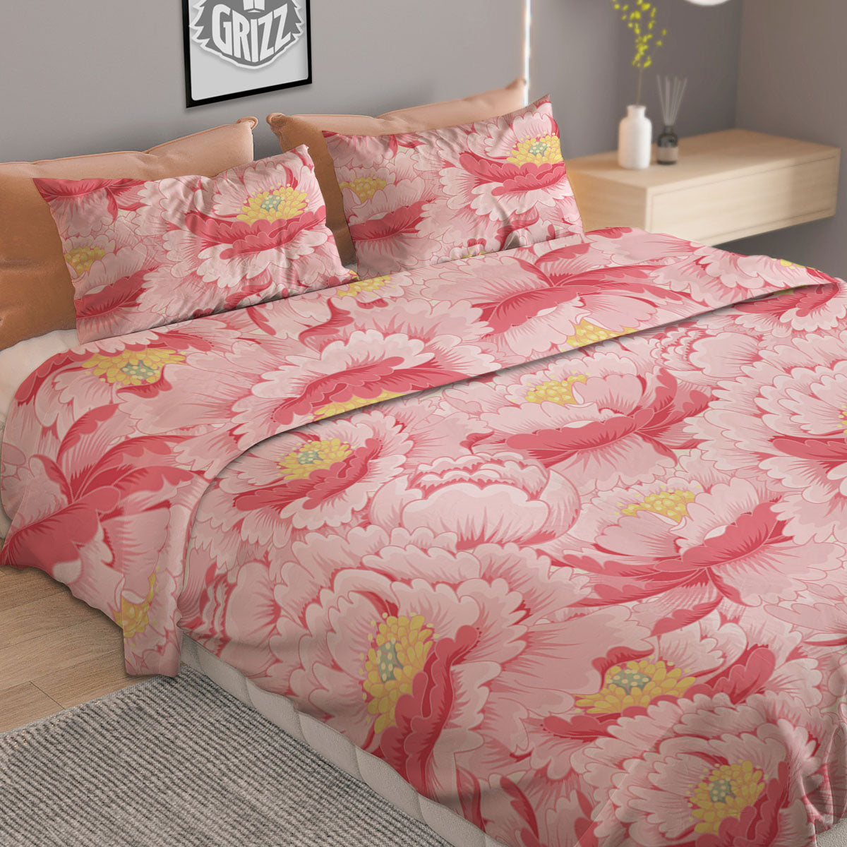 Peony Japanese Print Duvet Cover Bedding Set