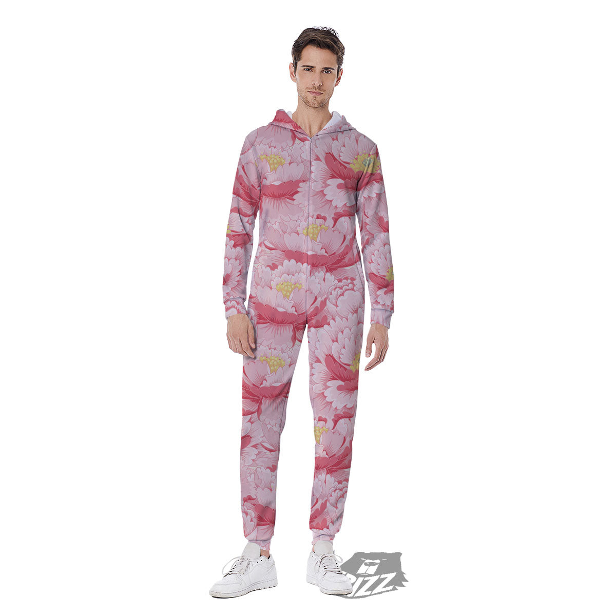 Peony Japanese Print Men's Jumpsuit-grizzshop