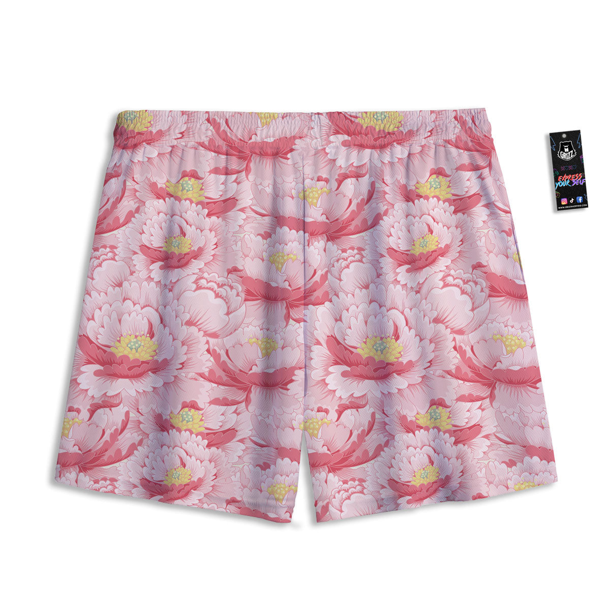 Peony Japanese Print Mesh Shorts