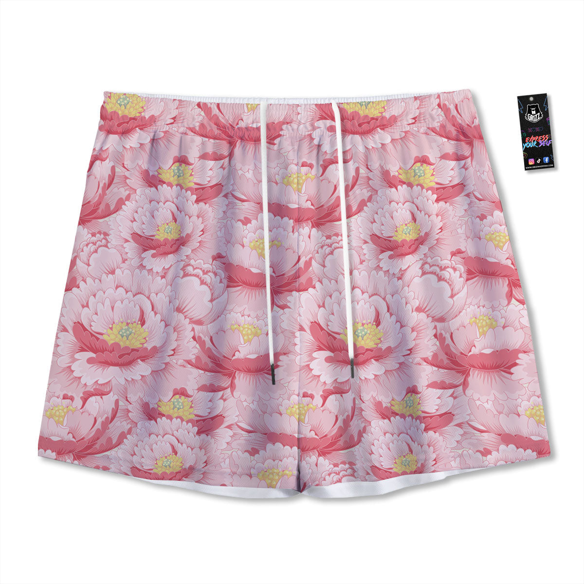 Peony Japanese Print Mesh Shorts