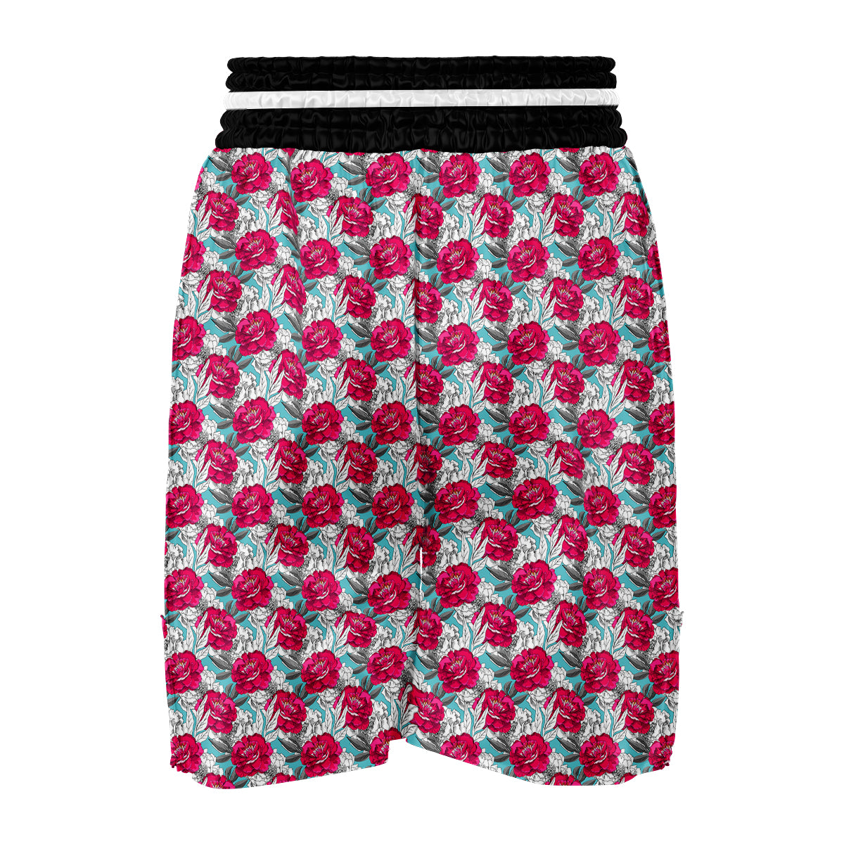 Peony Pink Hand Drawn Print Pattern Boxing Shorts-grizzshop