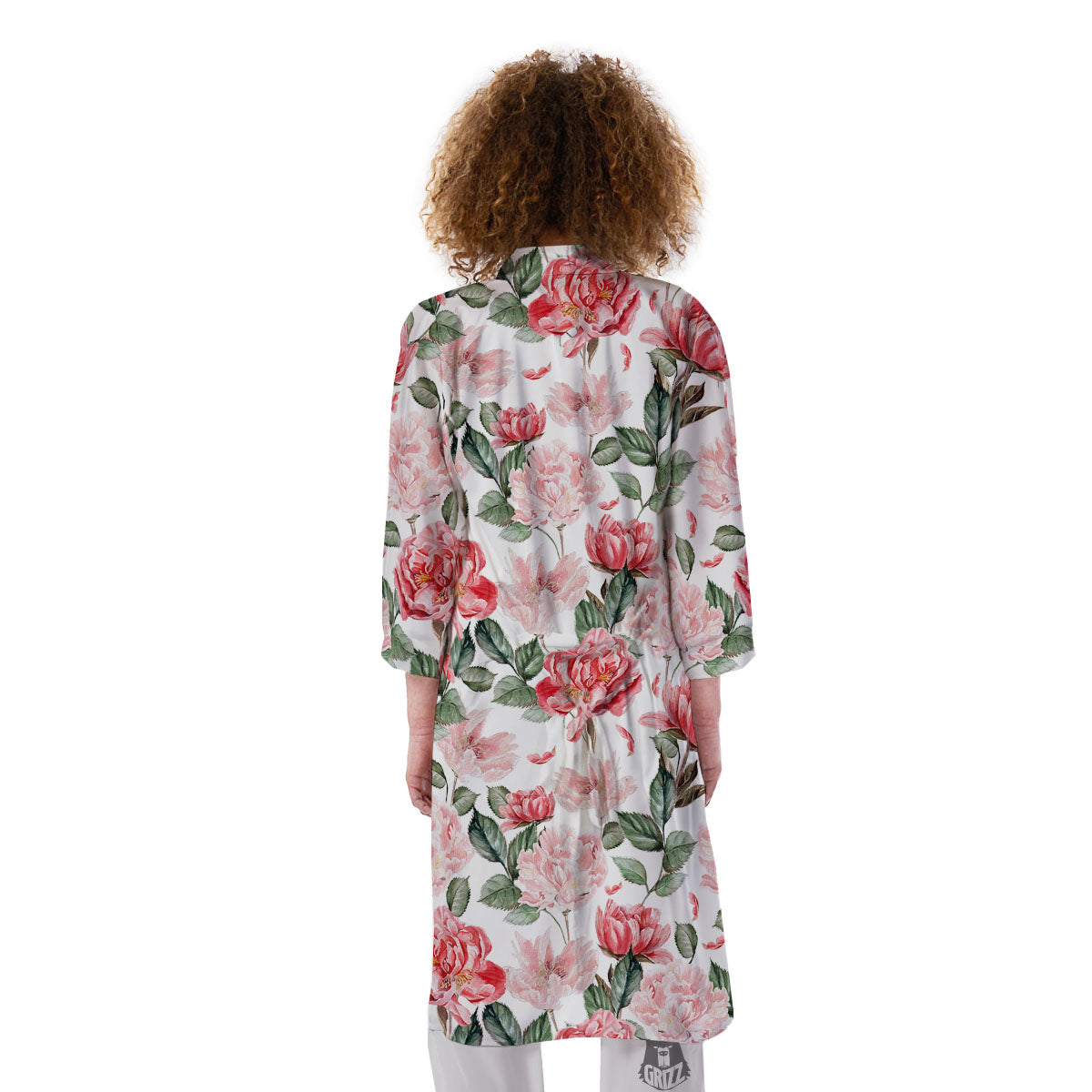 Peony Pink Print Pattern Kimono-grizzshop