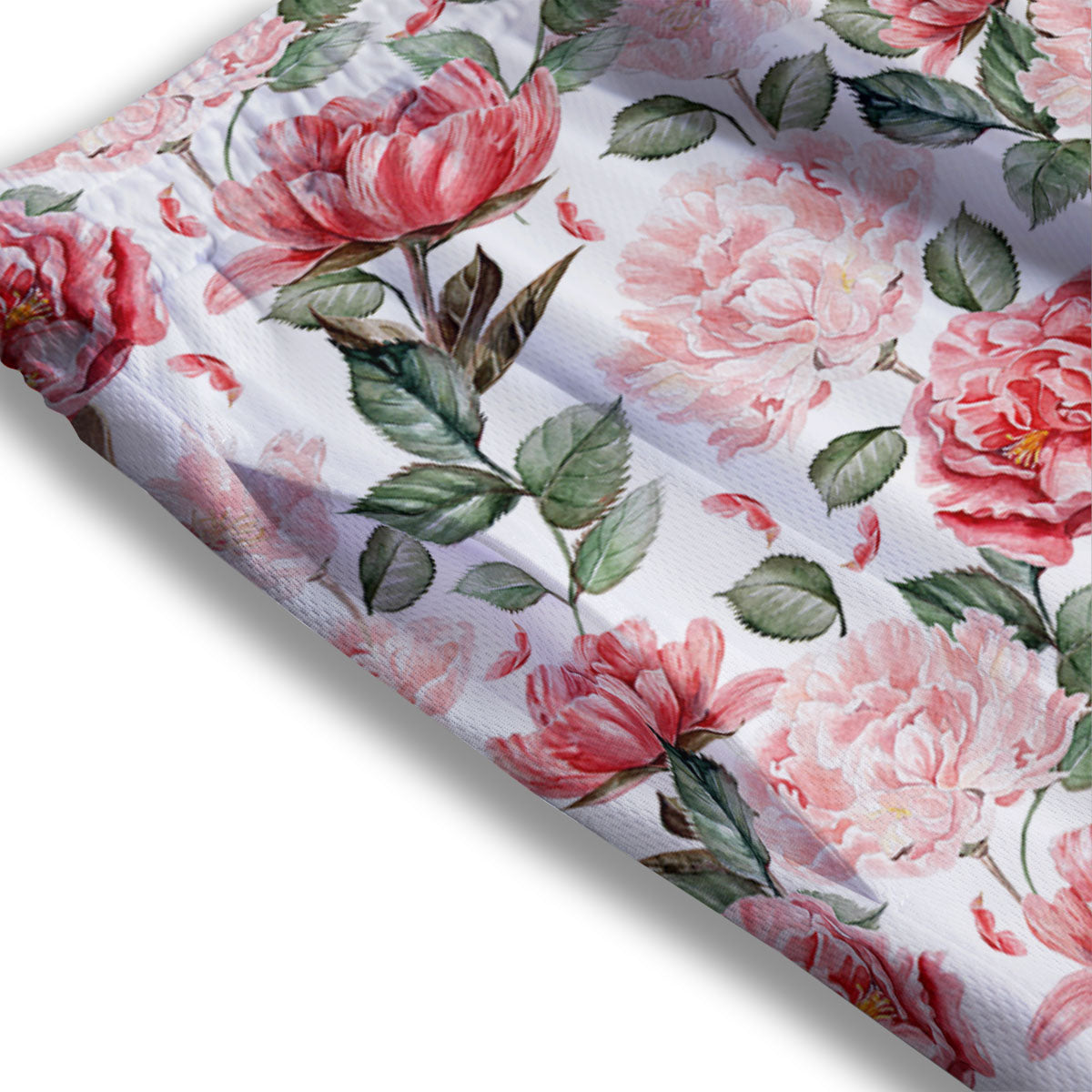 Peony Pink Print Pattern Mesh Shorts
