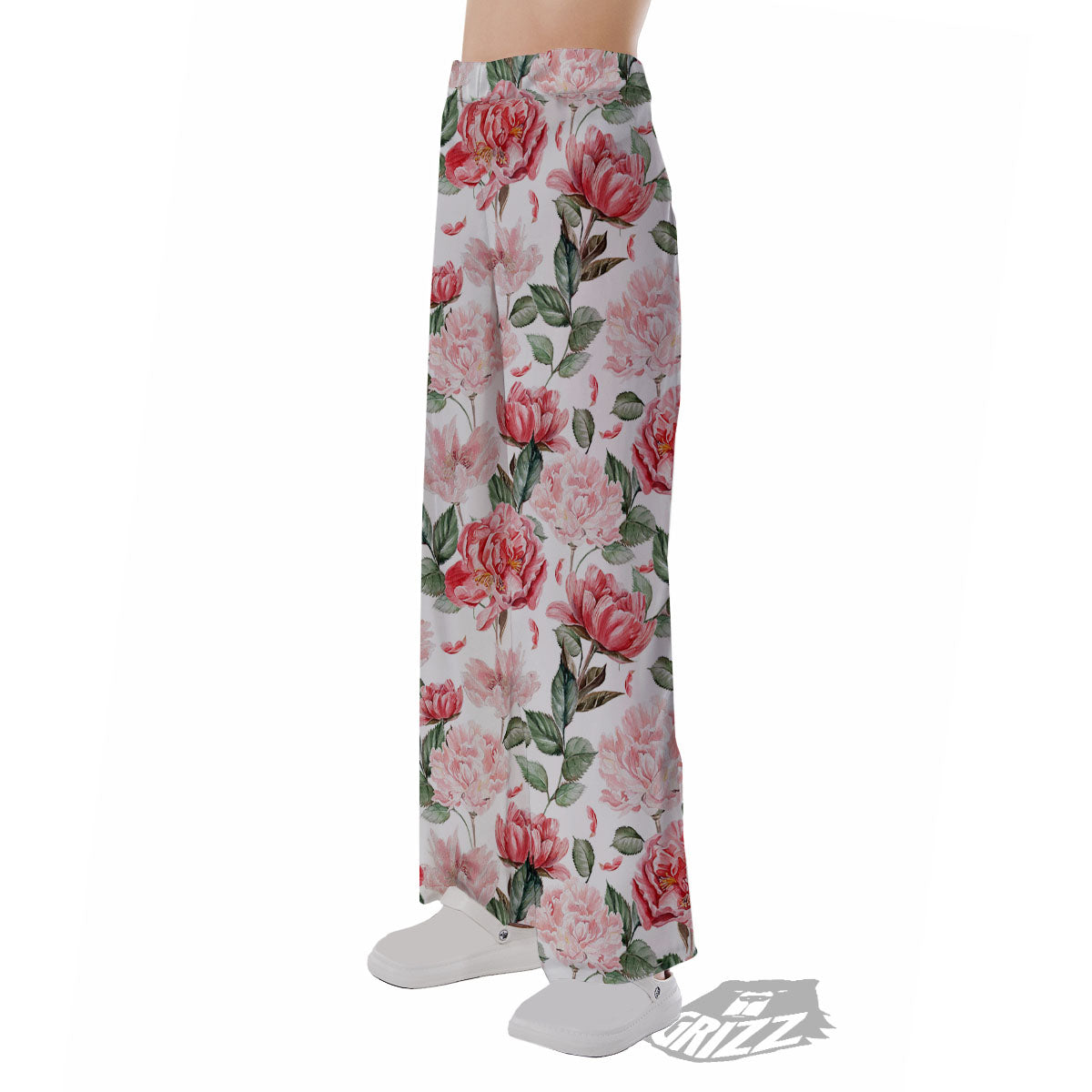 Peony Pink Print Pattern Pajama Pants-grizzshop
