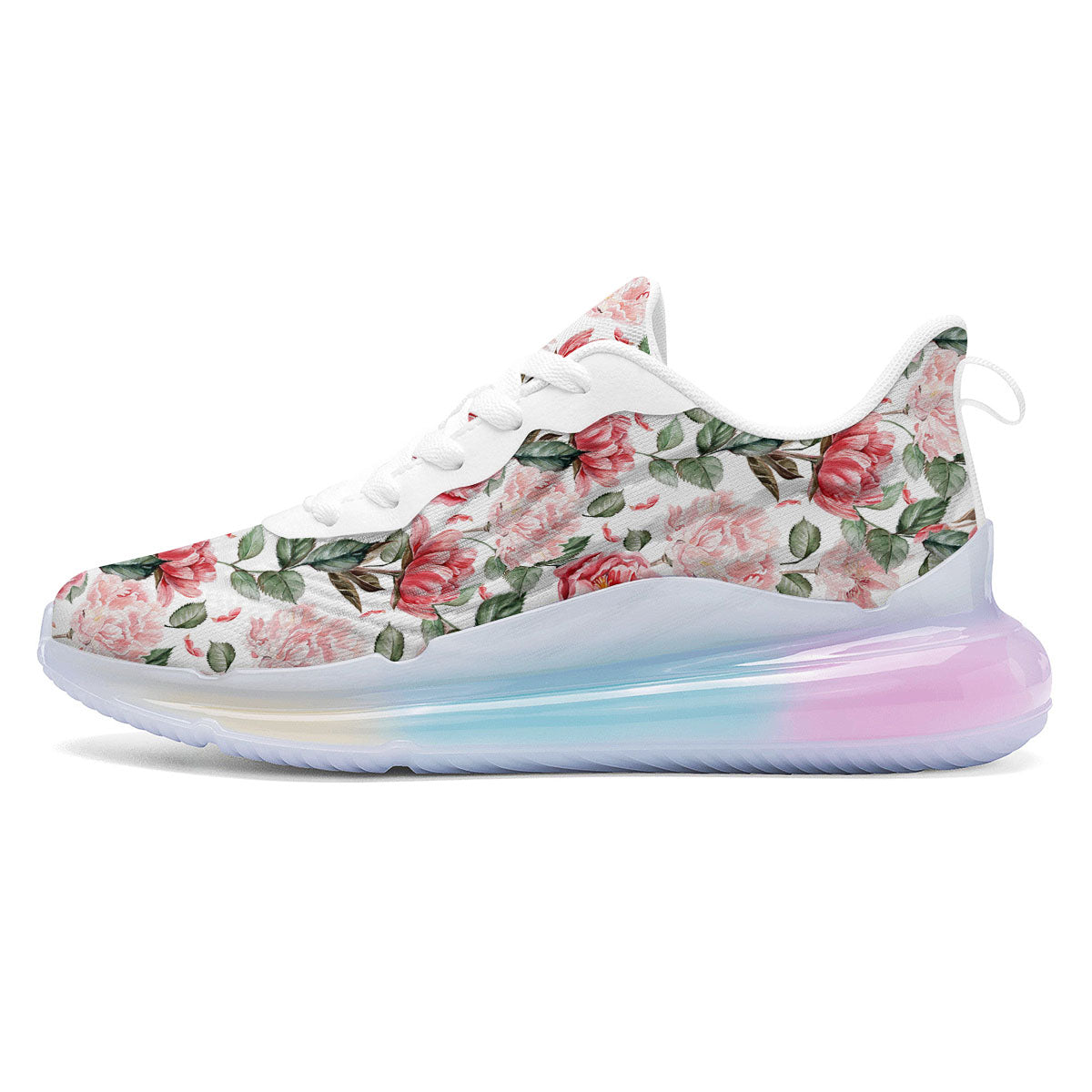 Peony Pink Print Pattern Running Sneakers-grizzshop