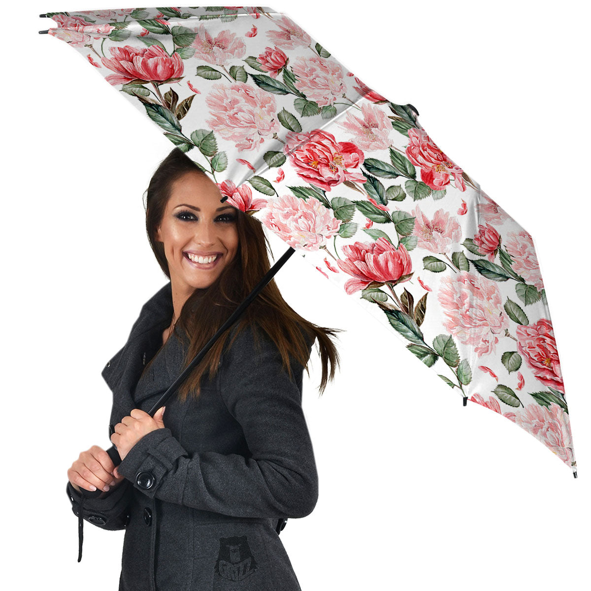 Peony Pink Print Pattern Umbrella-grizzshop