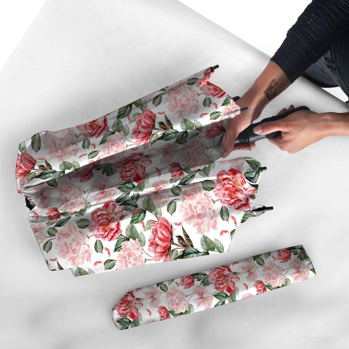 Peony Pink Print Pattern Umbrella-grizzshop