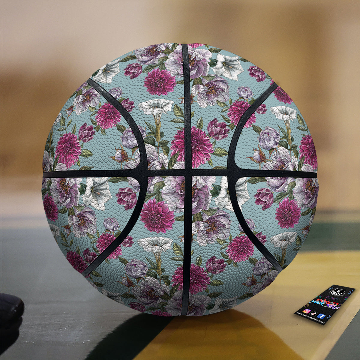 Peony Watercolor Print Pattern Basketball