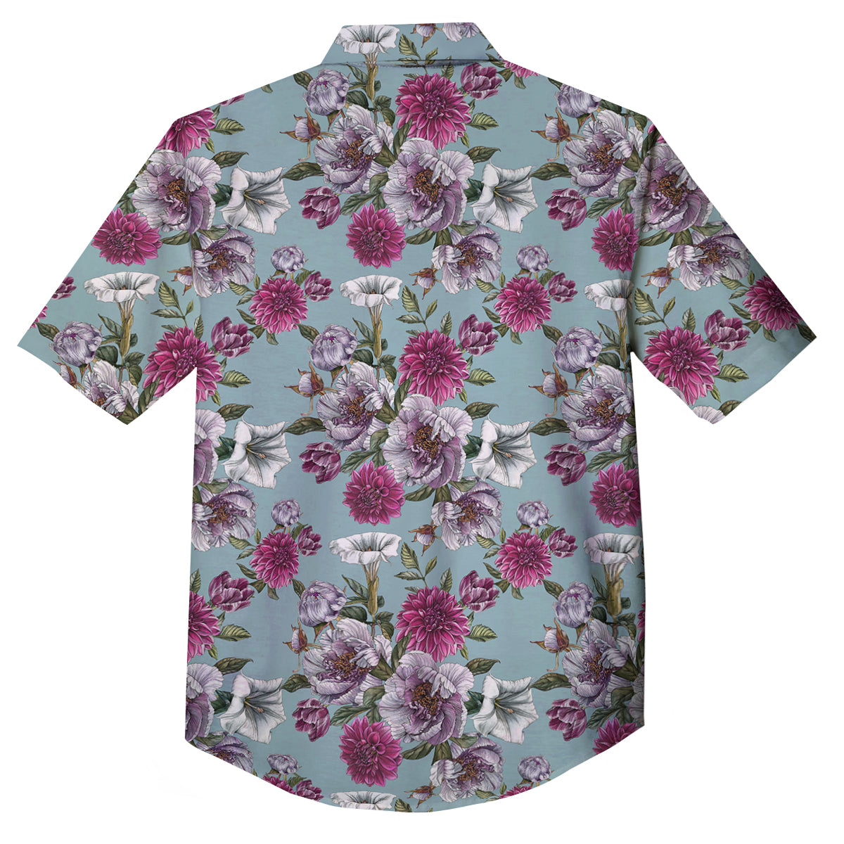 Peony Watercolor Print Pattern Button Up Shirt-grizzshop