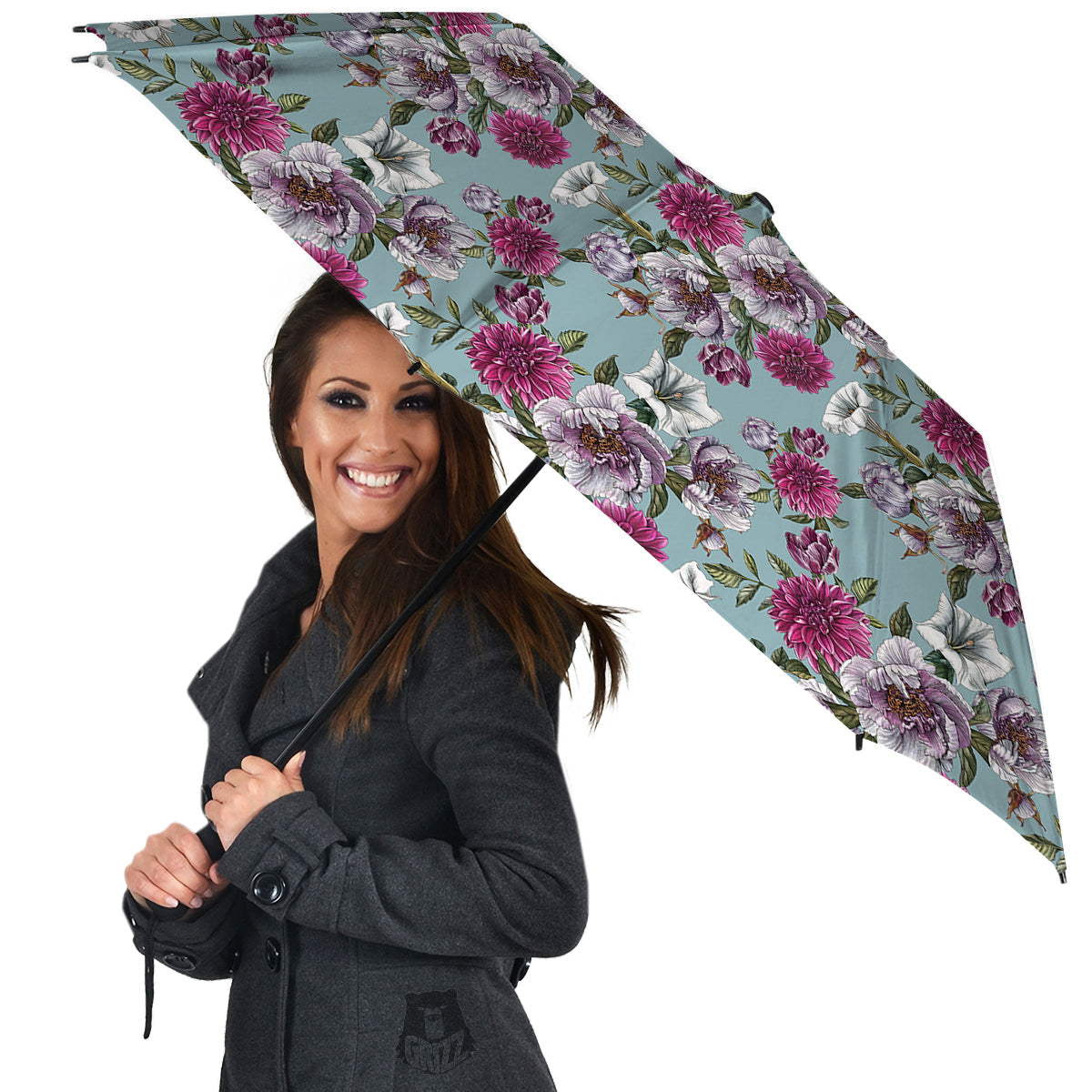 Peony Watercolor Print Pattern Umbrella-grizzshop