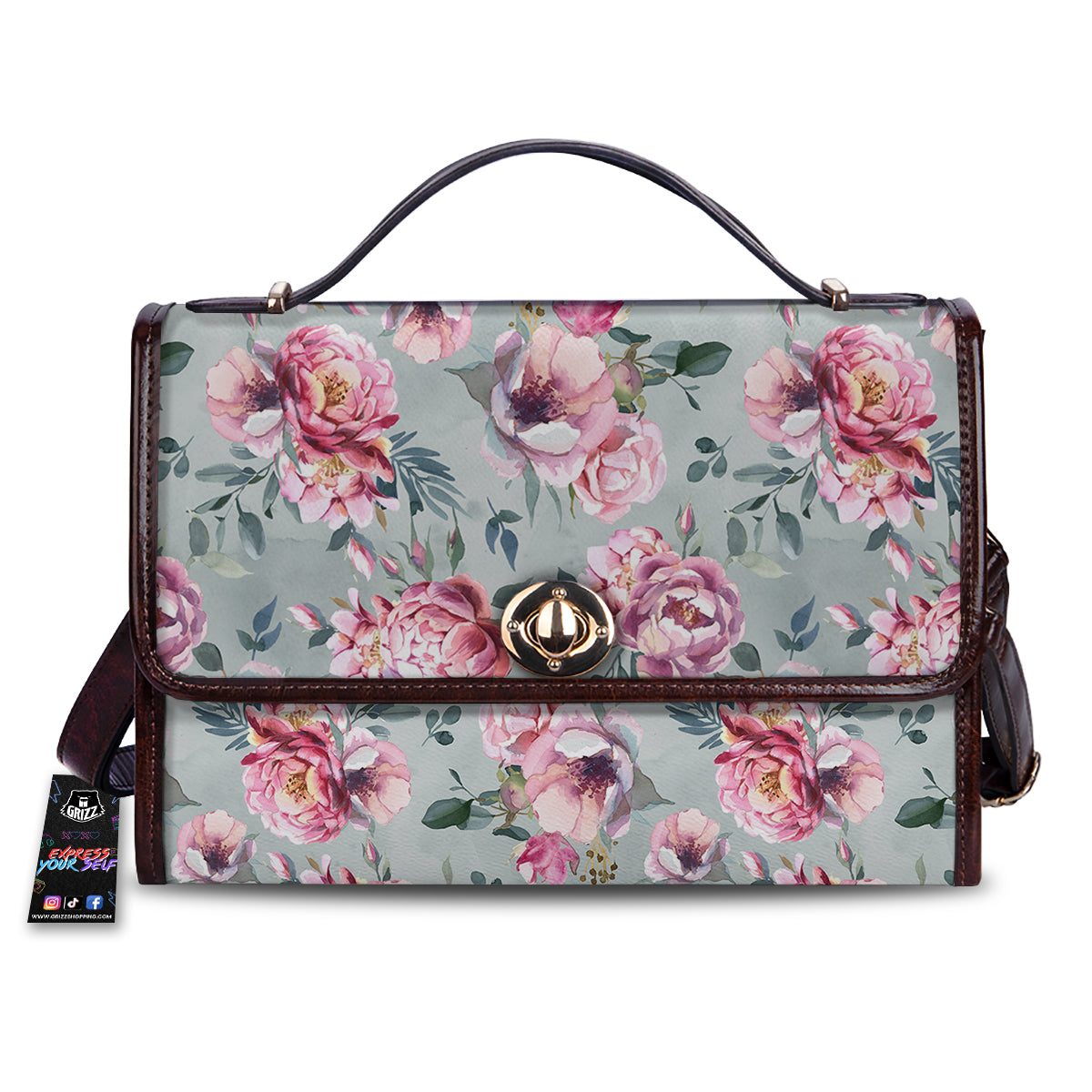 Peony Floral Pink Vintage Print Pattern Women's Satchel Bag