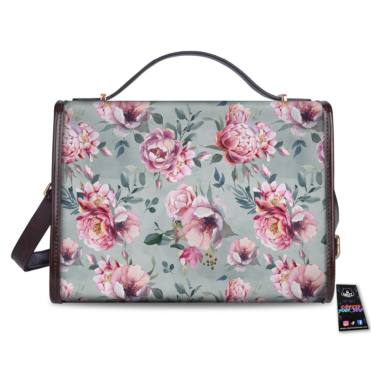 Peony Floral Pink Vintage Print Pattern Women's Satchel Bag
