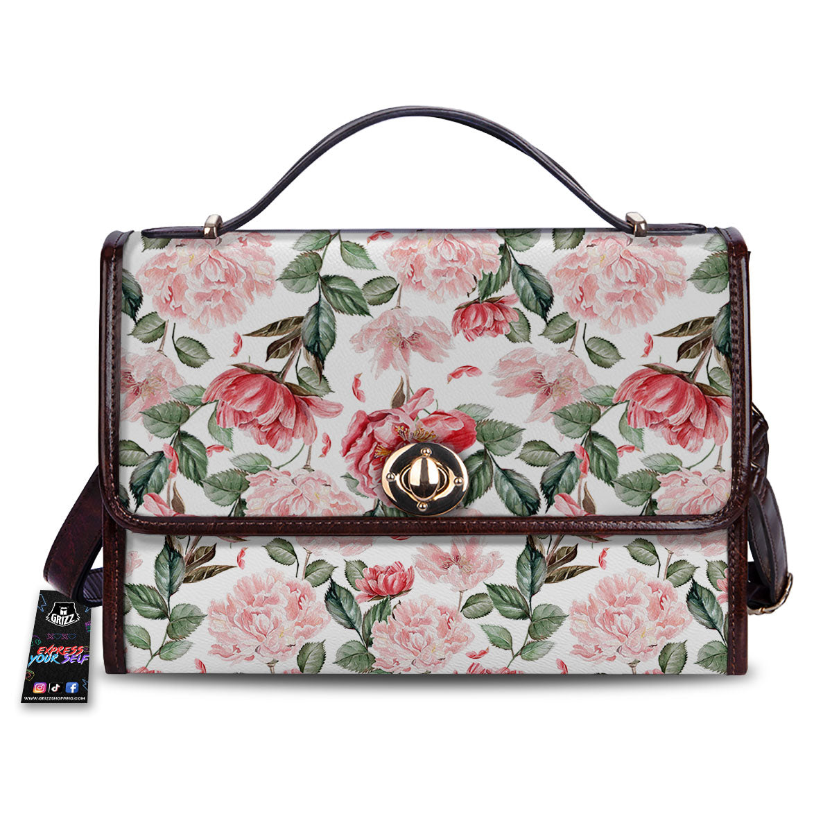 Peony Pink Print Pattern Women's Satchel Bag