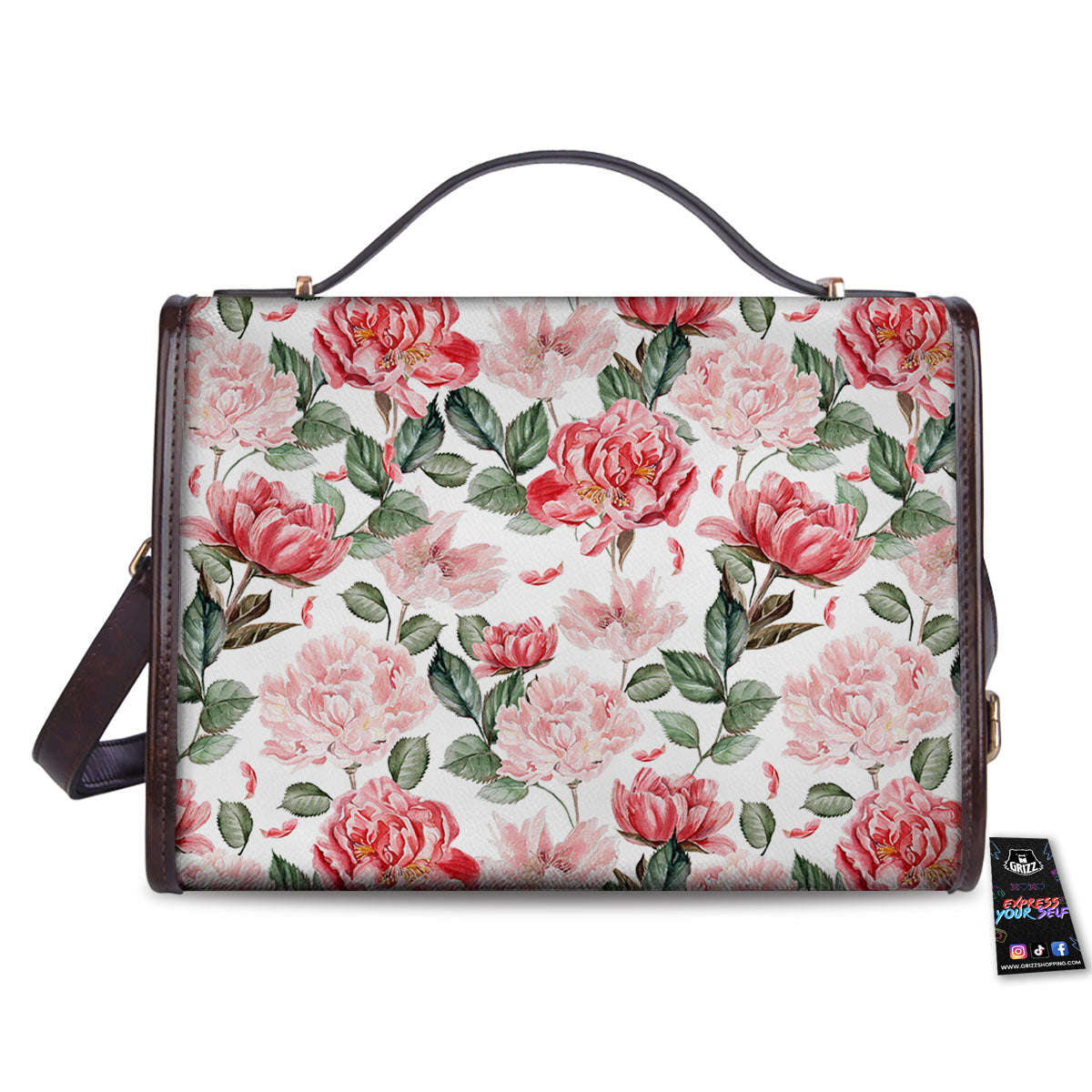 Peony Pink Print Pattern Women's Satchel Bag