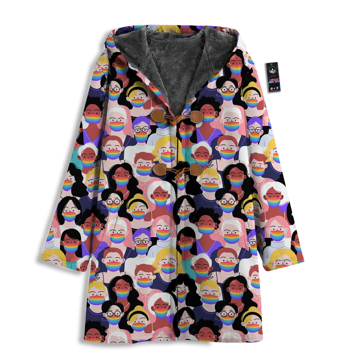 People And Rainbow Face Masks Print Pattern Men's Windbreaker Jacket-grizzshop
