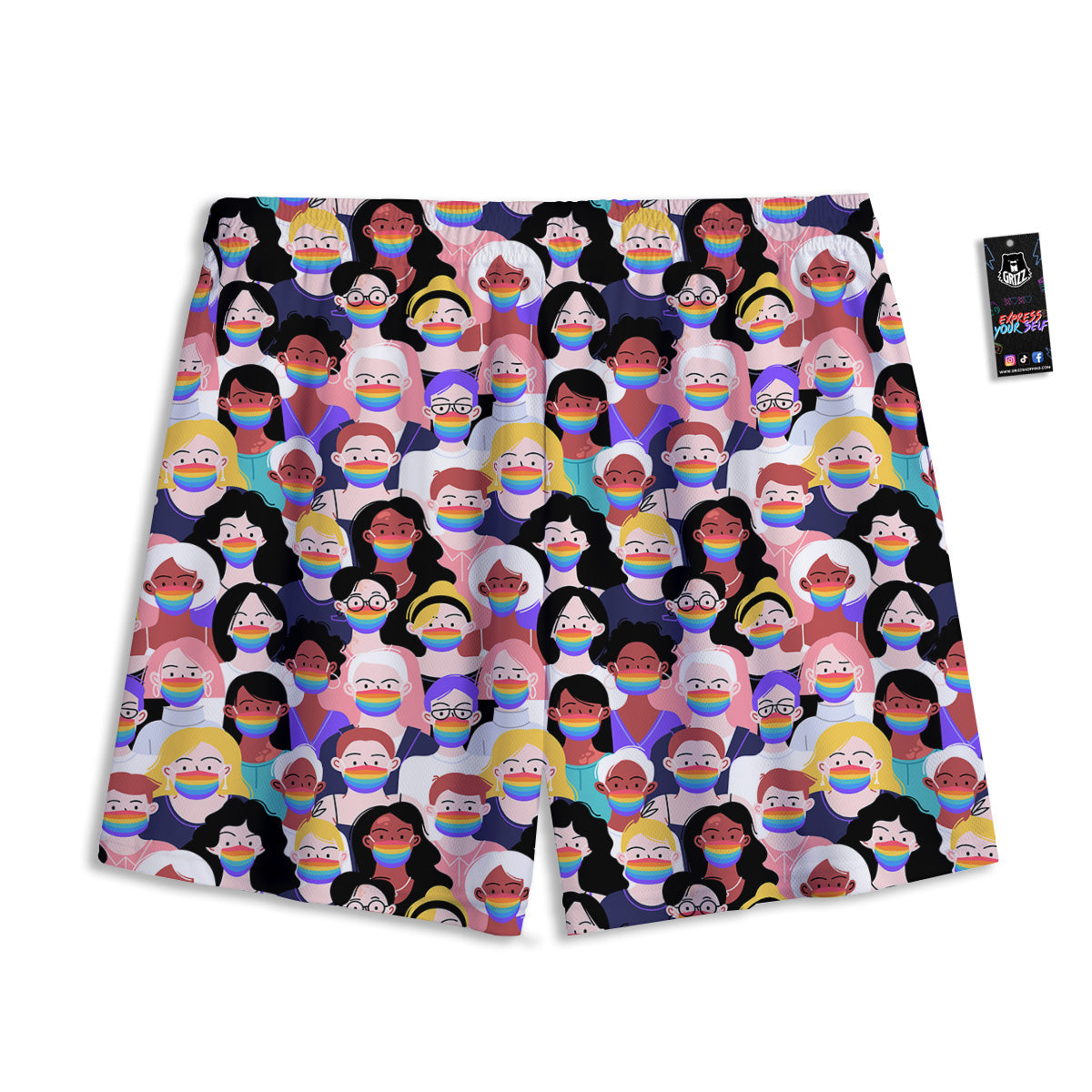 Polka Dot Grey And White Print Pattern Mesh Shorts