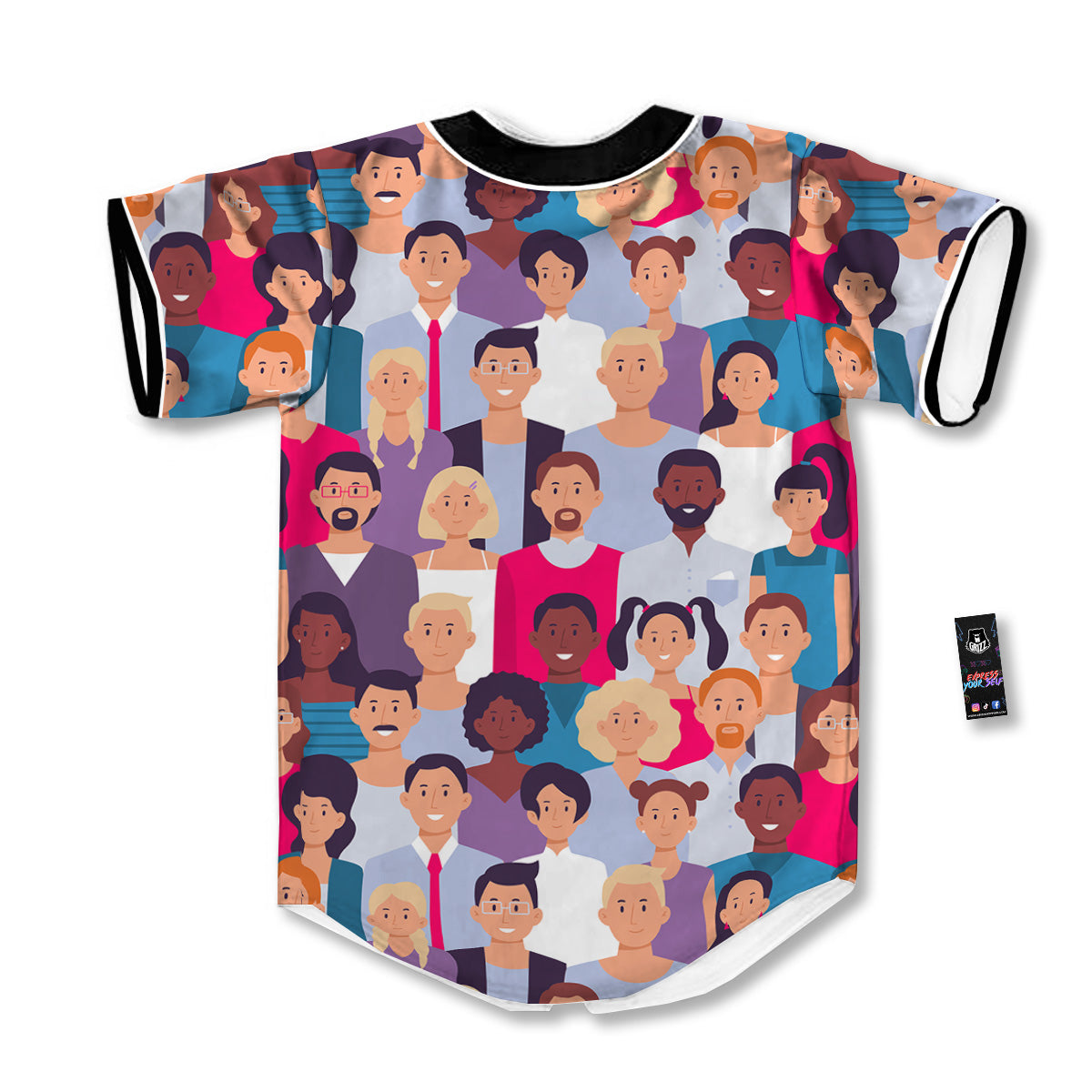 People Smile Colorful Print Pattern Baseball Jersey-grizzshop