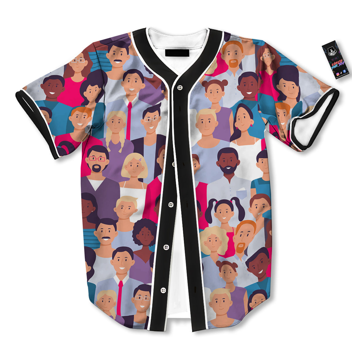 People Smile Colorful Print Pattern Baseball Jersey-grizzshop