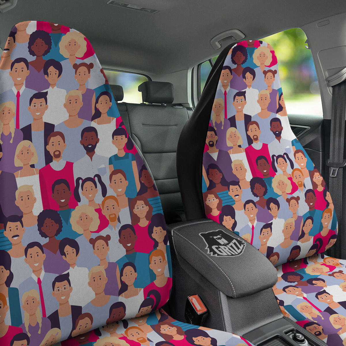 People Smile Colorful Print Pattern Car Seat Covers-grizzshop