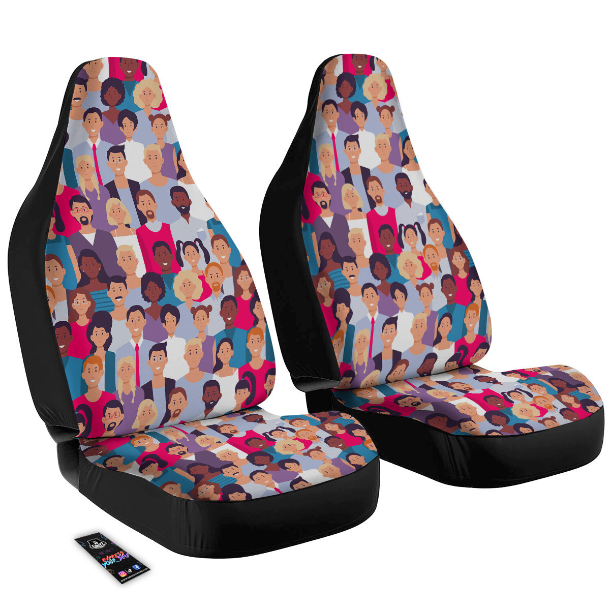 People Smile Colorful Print Pattern Car Seat Covers-grizzshop