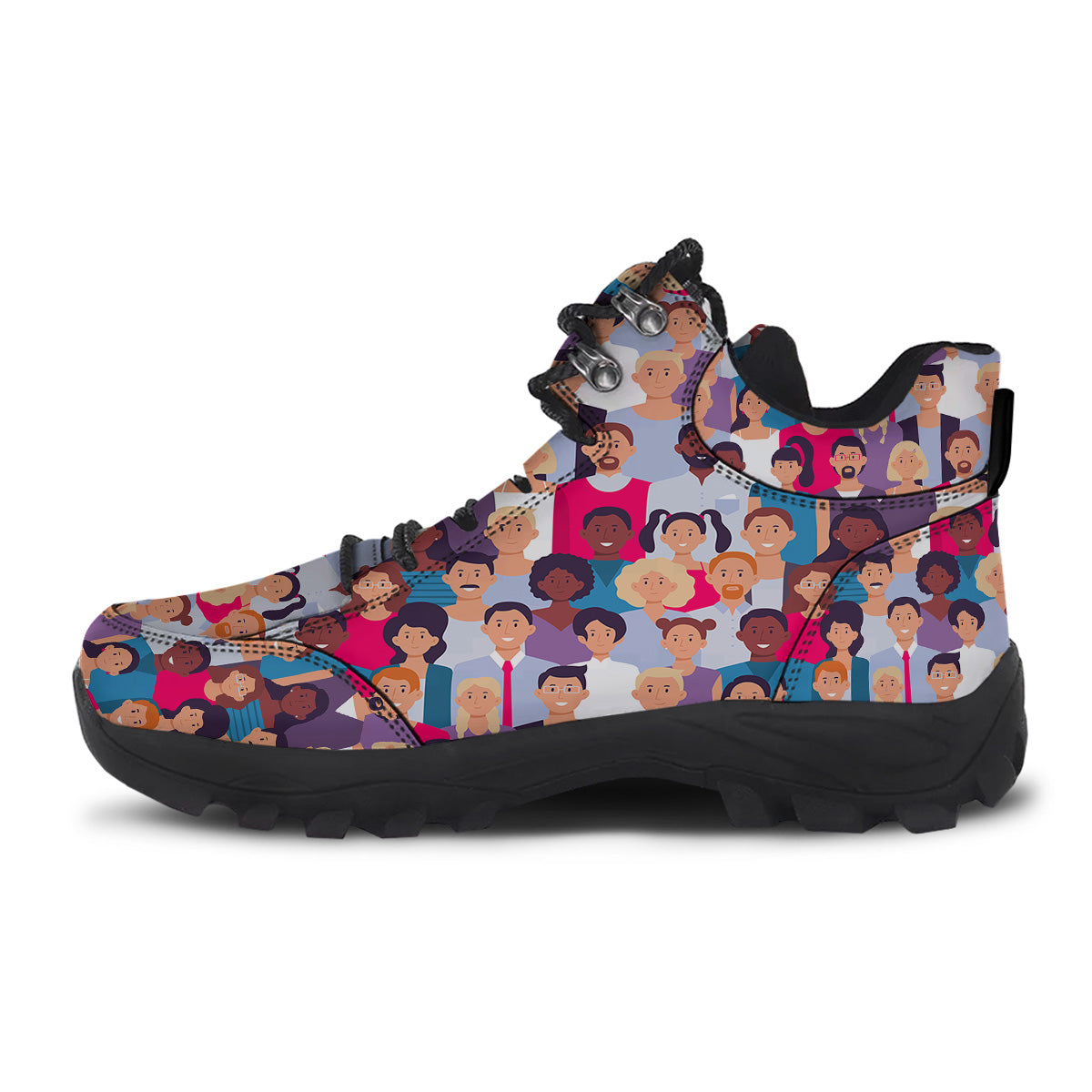 People Smile Colorful Print Pattern Hiking Shoes-grizzshop