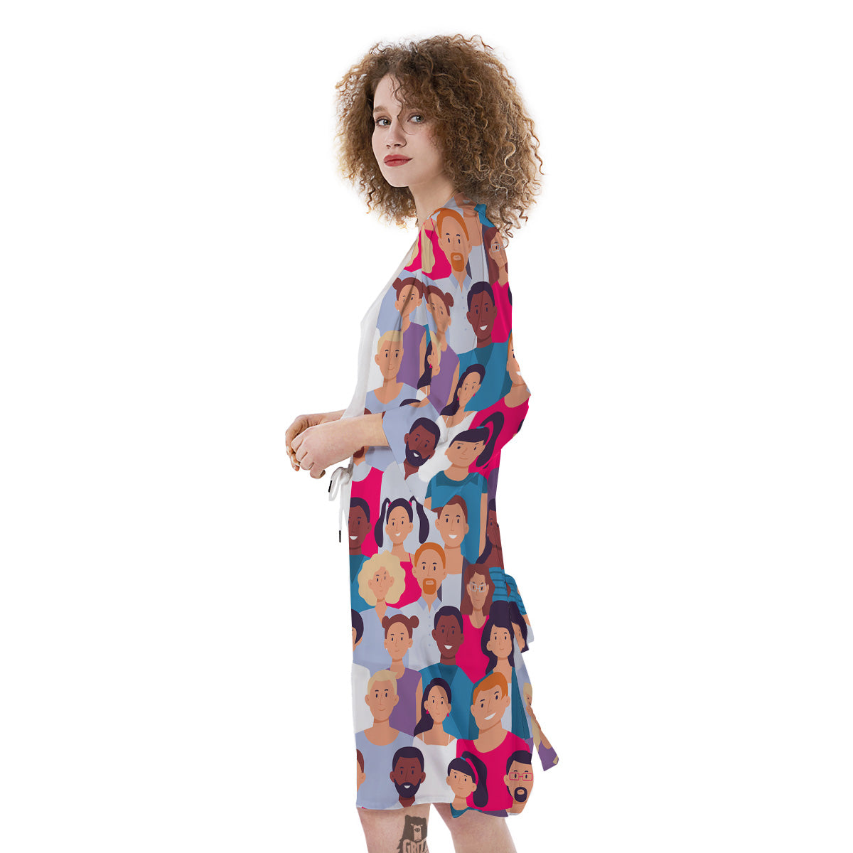 People Smile Colorful Print Pattern Kimono-grizzshop