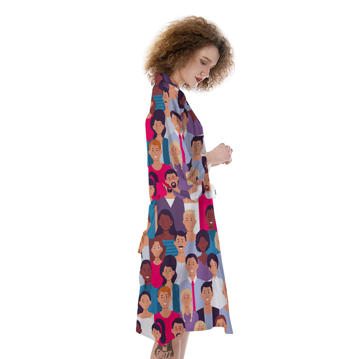 People Smile Colorful Print Pattern Kimono-grizzshop