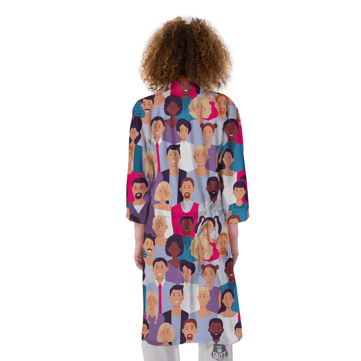 People Smile Colorful Print Pattern Kimono-grizzshop