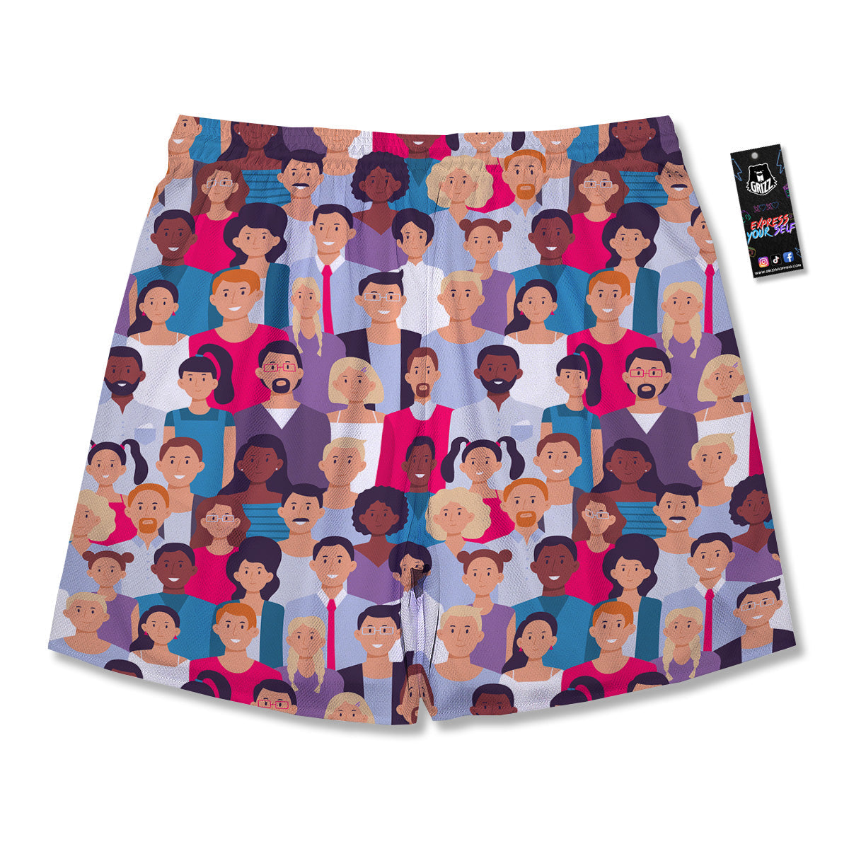 People Smile Colorful Print Pattern Men's Running Shorts-grizzshop
