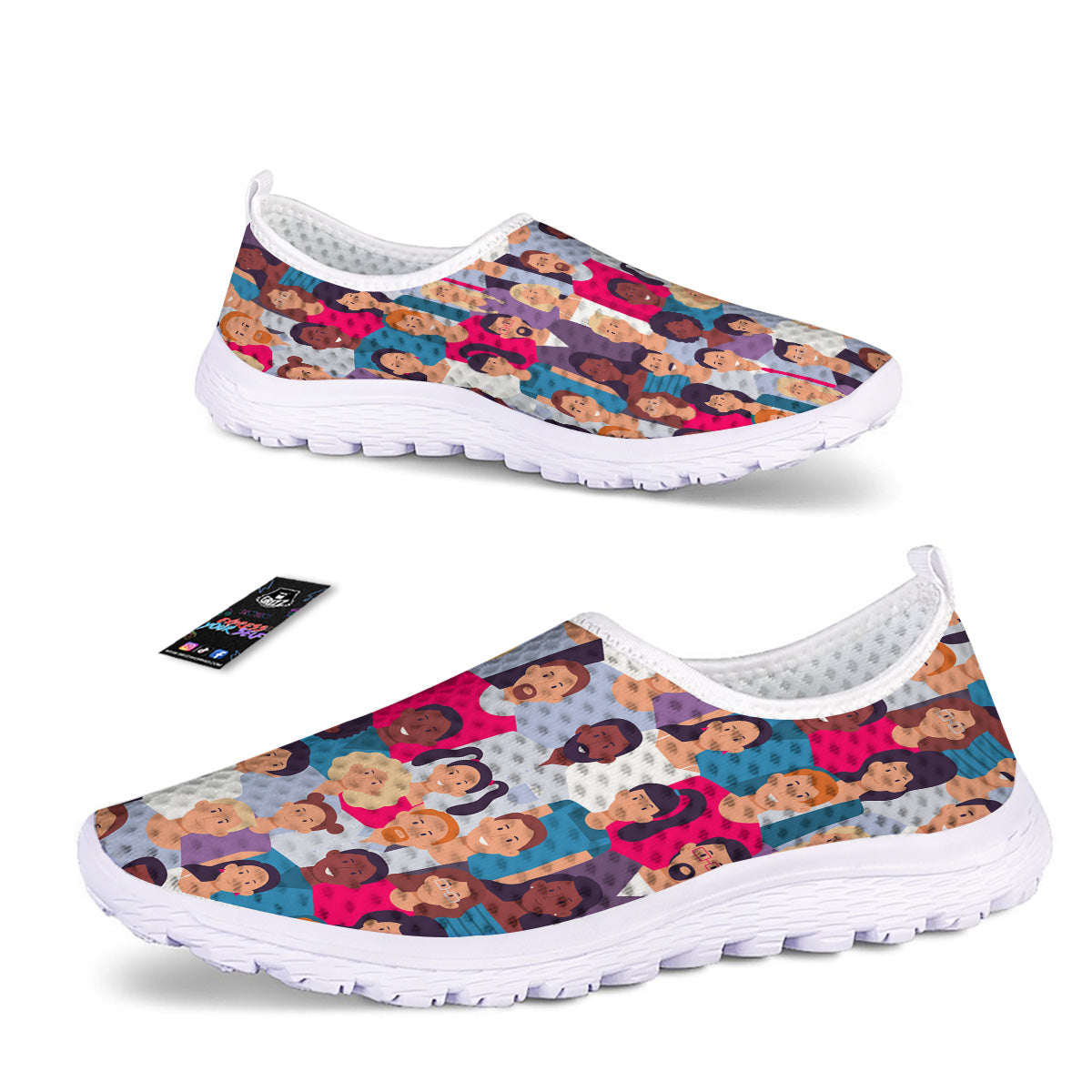 People Smile Colorful Print Pattern Nurse Shoes-grizzshop