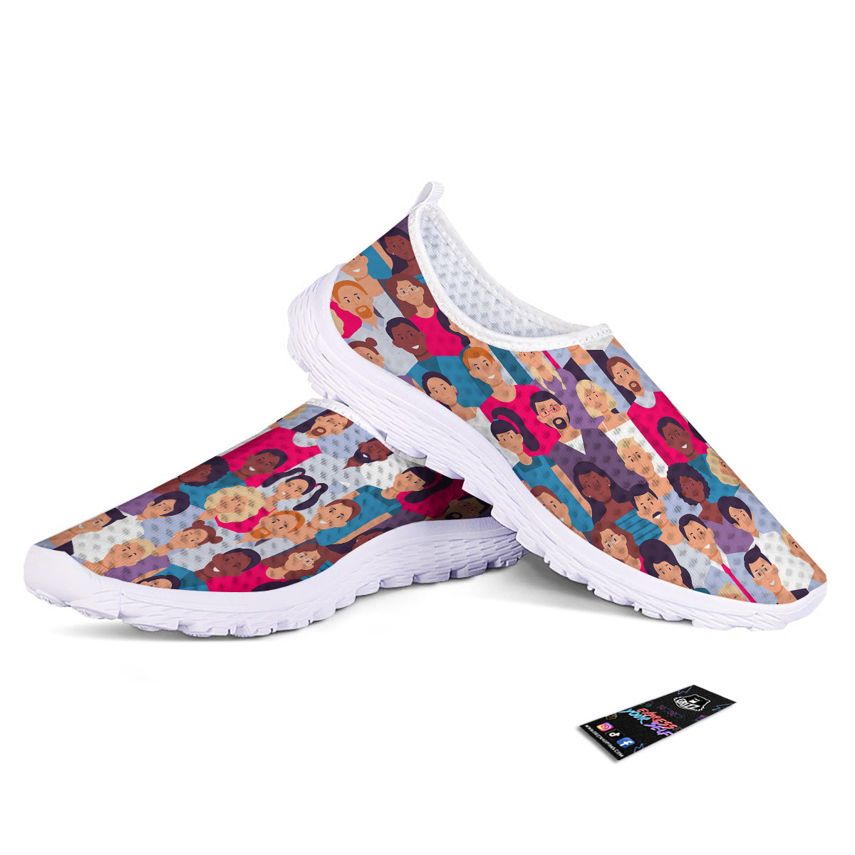 People Smile Colorful Print Pattern Nurse Shoes-grizzshop