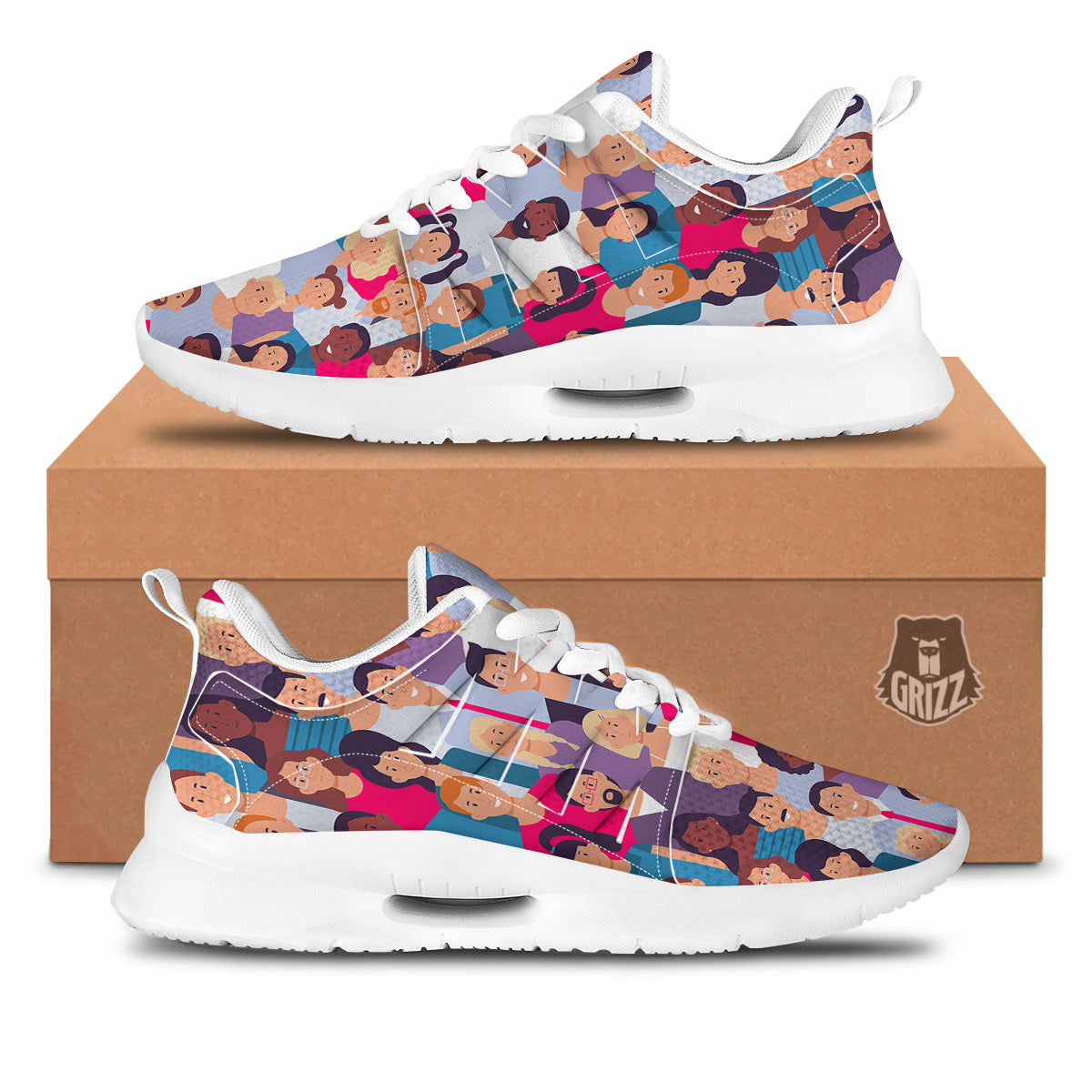 People Smile Colorful Print Pattern Tennis Shoes-grizzshop