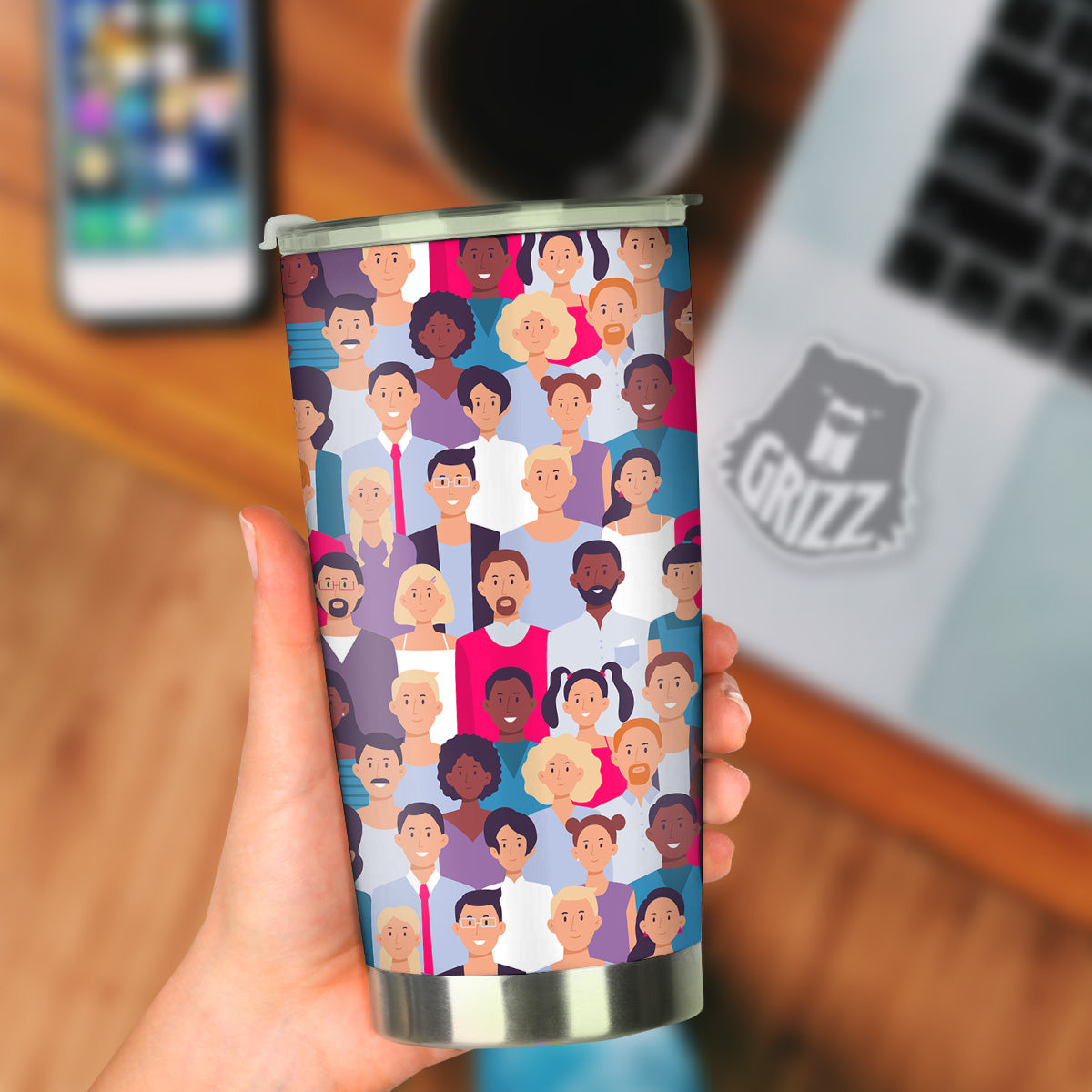 People Smile Colorful Print Pattern Tumbler-grizzshop