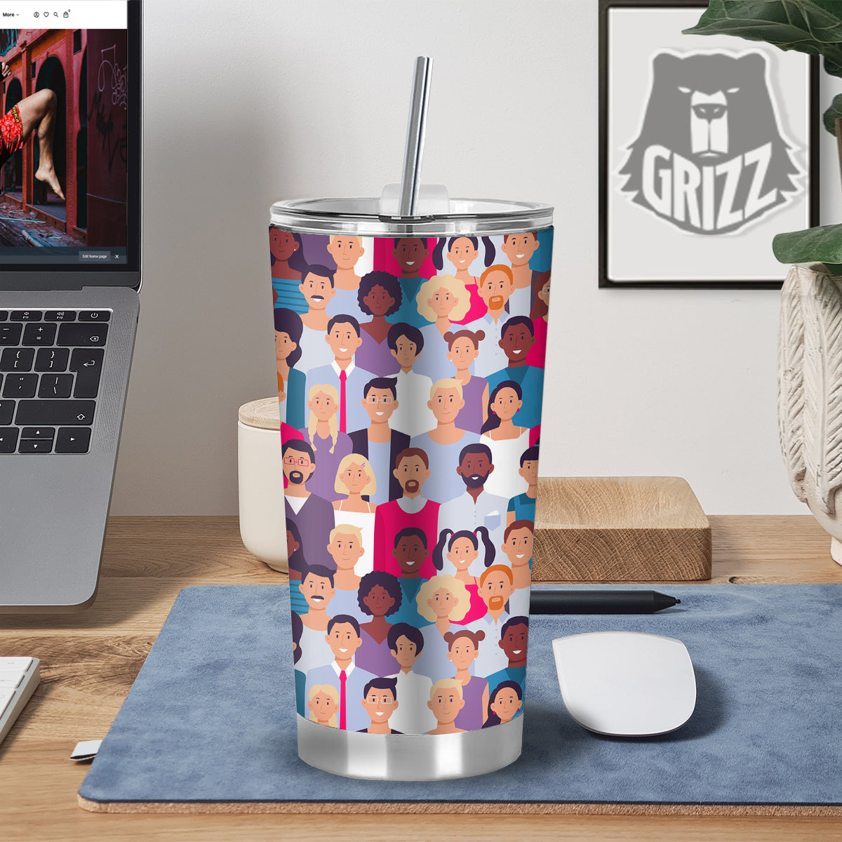 People Smile Colorful Print Pattern Tumbler-grizzshop