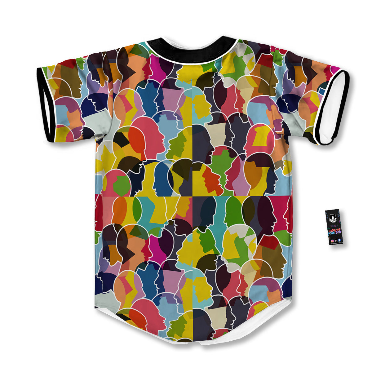 People Talking Colorful Print Pattern Baseball Jersey-grizzshop