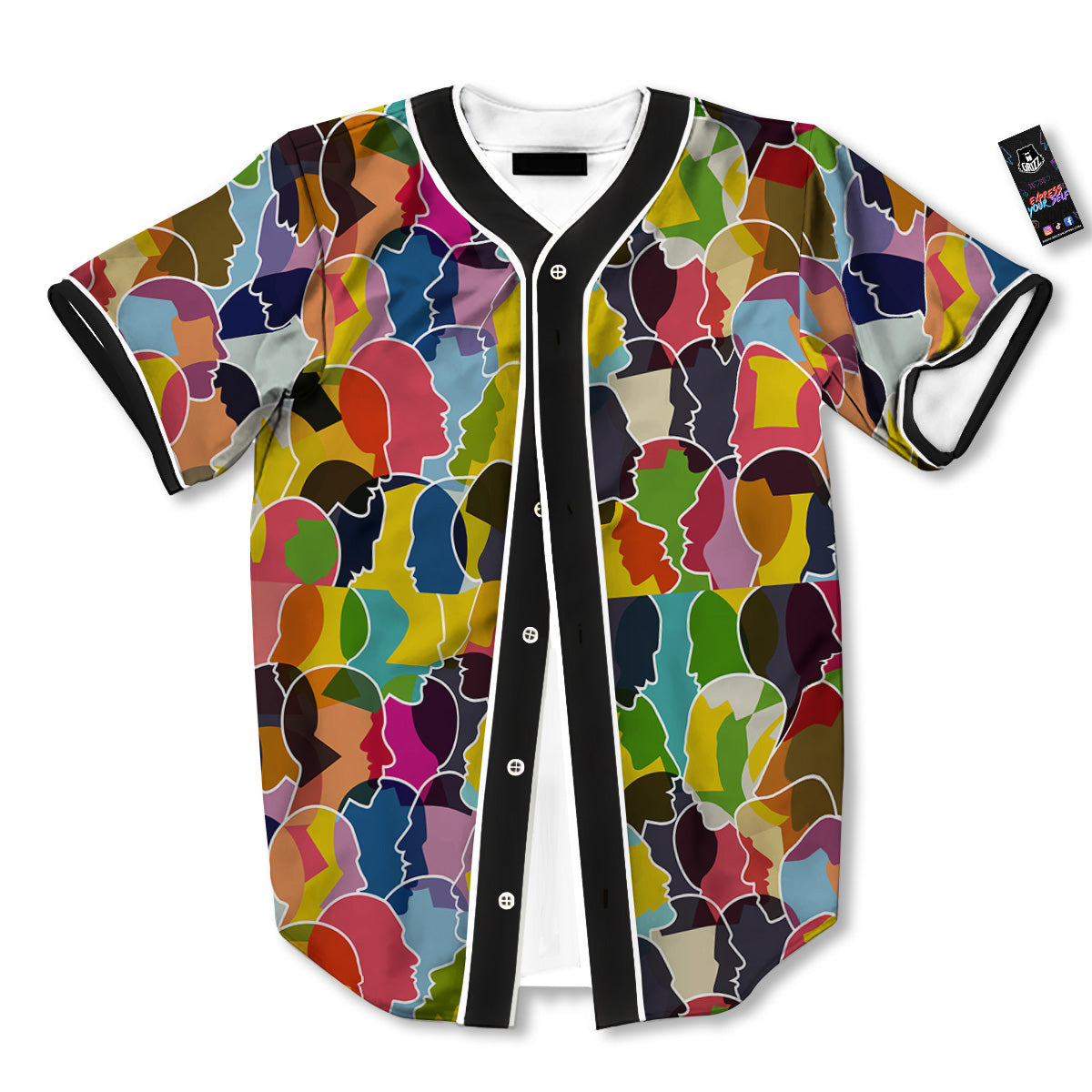 People Talking Colorful Print Pattern Baseball Jersey-grizzshop