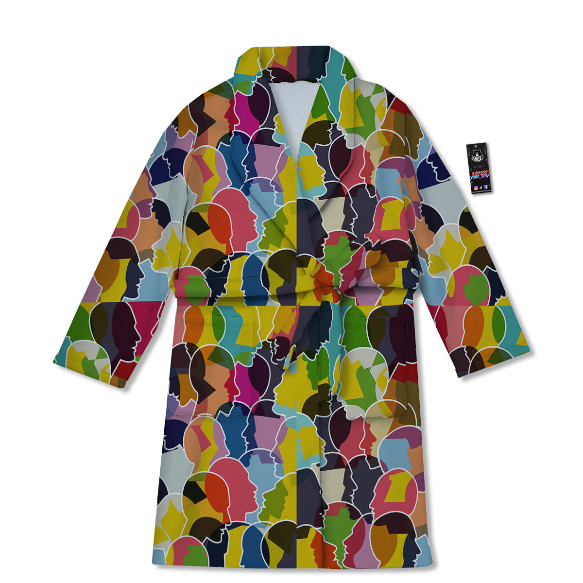 People Talking Colorful Print Pattern Bathrobe-grizzshop