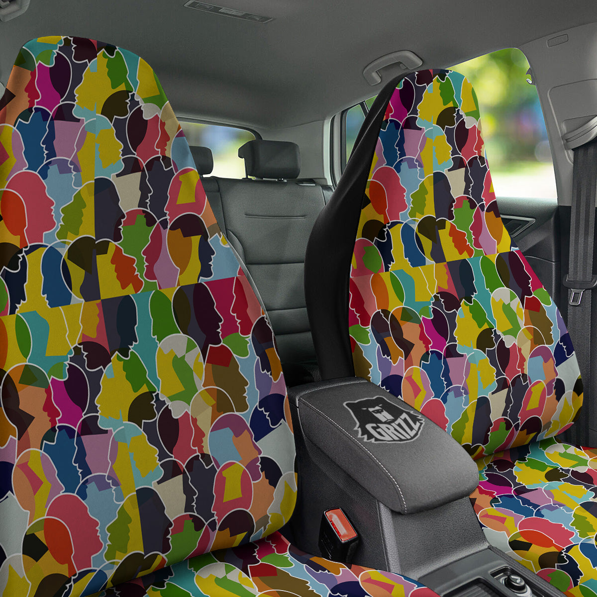 People Talking Colorful Print Pattern Car Seat Covers-grizzshop