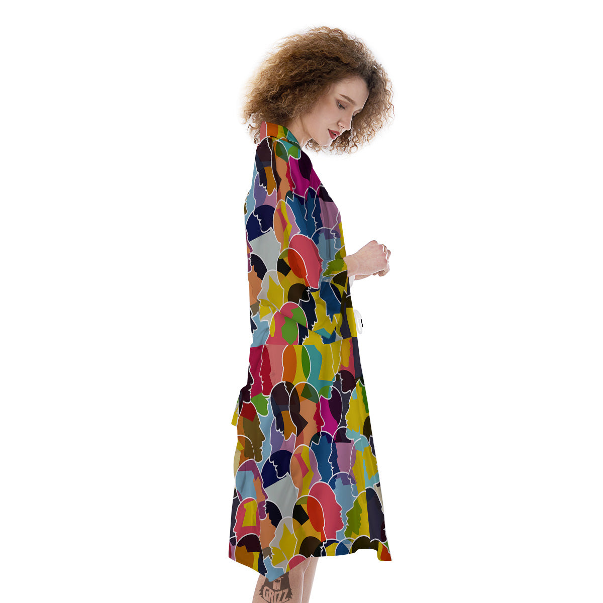 People Talking Colorful Print Pattern Kimono-grizzshop