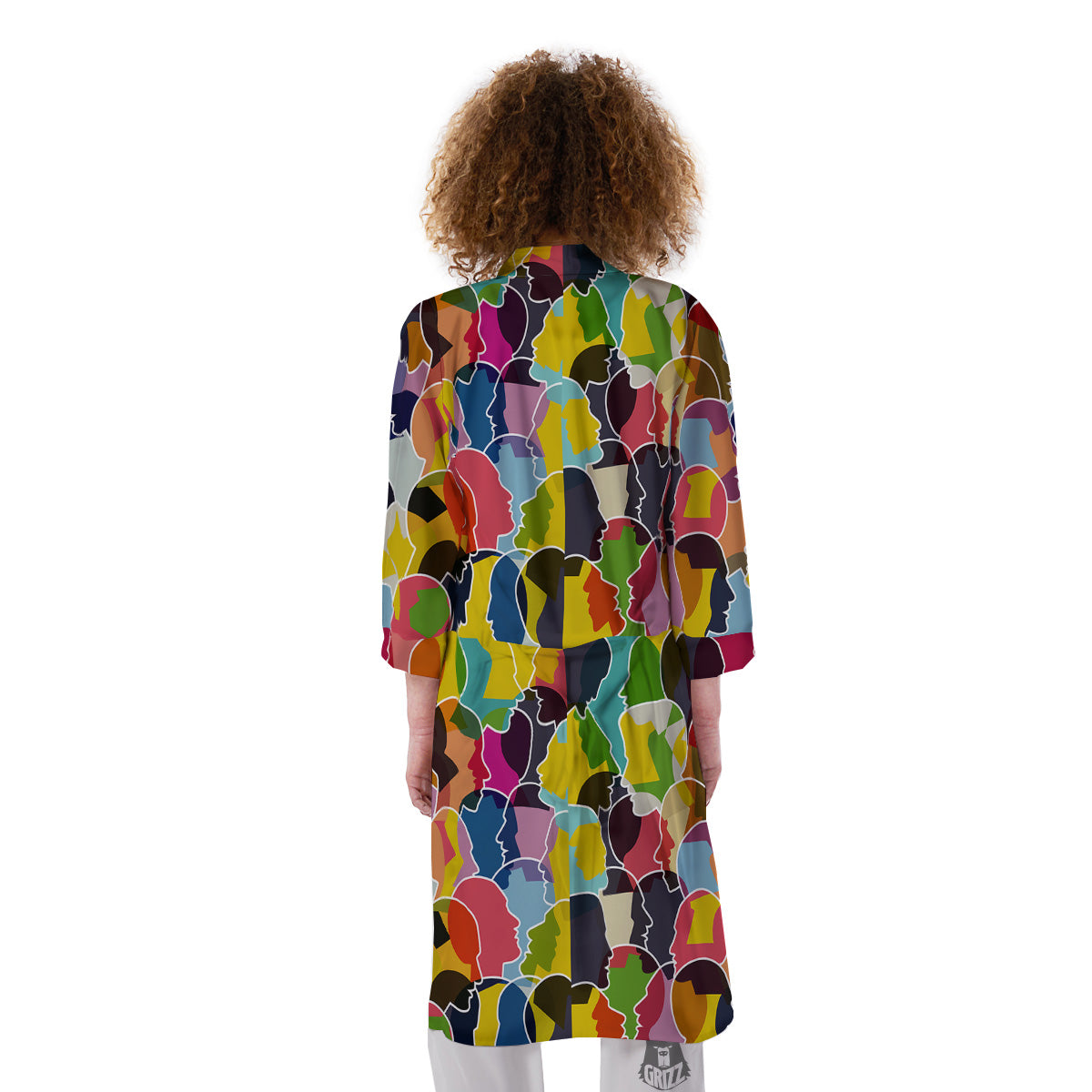 People Talking Colorful Print Pattern Kimono-grizzshop